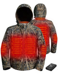 Hunt Quiet Heated Jacket For Men With Battery, 100% Waterproof Insulated Coat for Duck Hunting (Evos Camo, M-XXL)