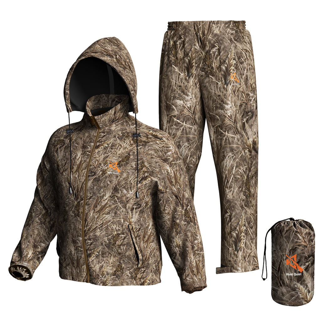 Hunt Quiet Rain Suit, Waterproof, 3000g/(㎡・24h) Breathability, Lightweight 2-Piece Hunting Rainwear for Men and Women M-XXL