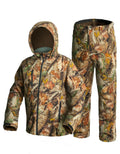 Hunt Quiet Hunting Clothes For Men, Silent Water-Resistant Hunting Jacket & Pants Set with Fleece Lining for Warmth M-XXL