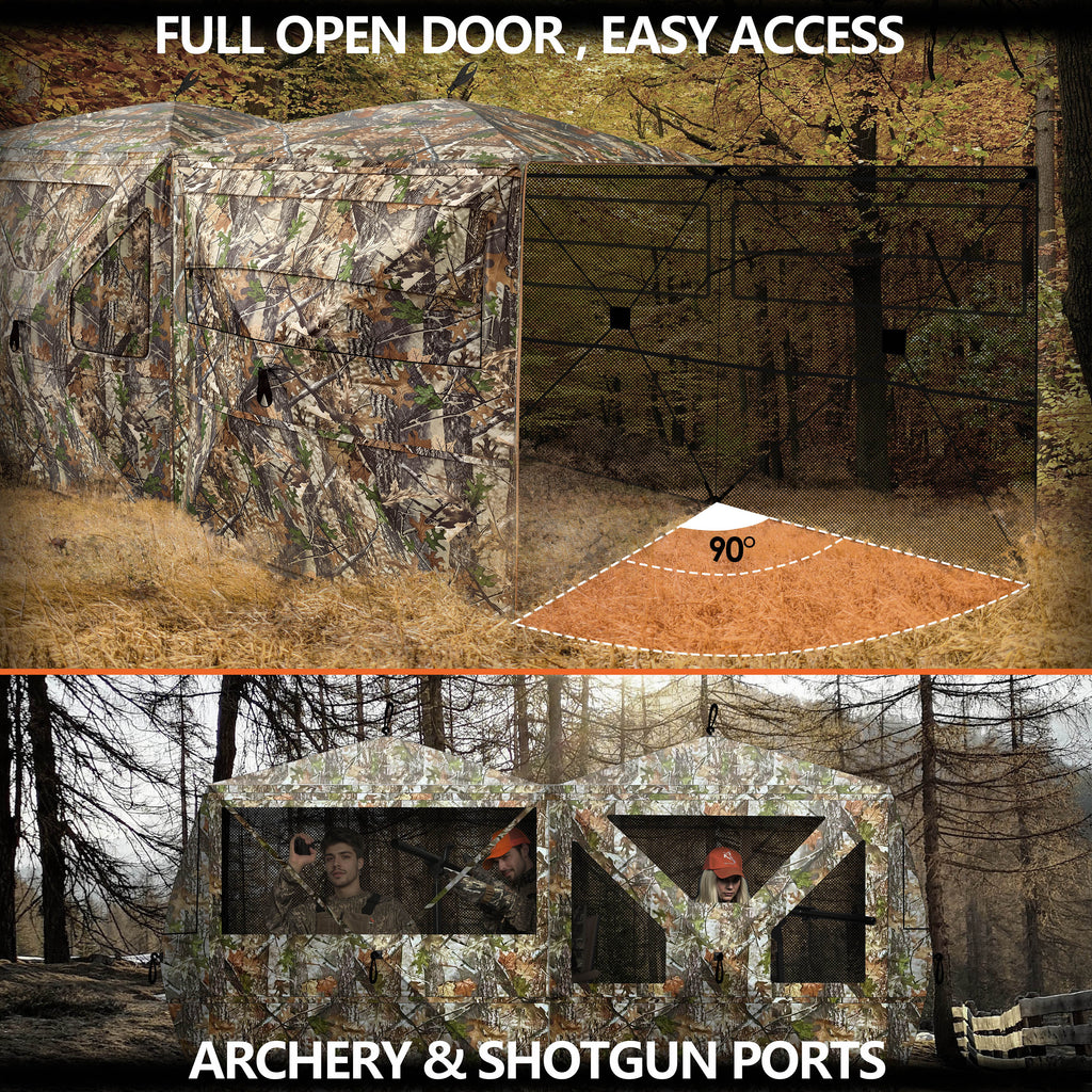 Hunt Quiet Hunting Blind, 360° See Through Ground Blind, 4-6 Person Pop Up for Deer Hunting, Portable with Carrying Bag