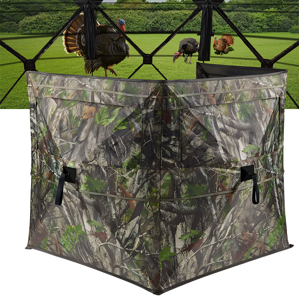 Hunting Blind for Turkey, 3-Panel See-Through Turkey Blind, Full 360° Visibility Pop Up Ground Blind