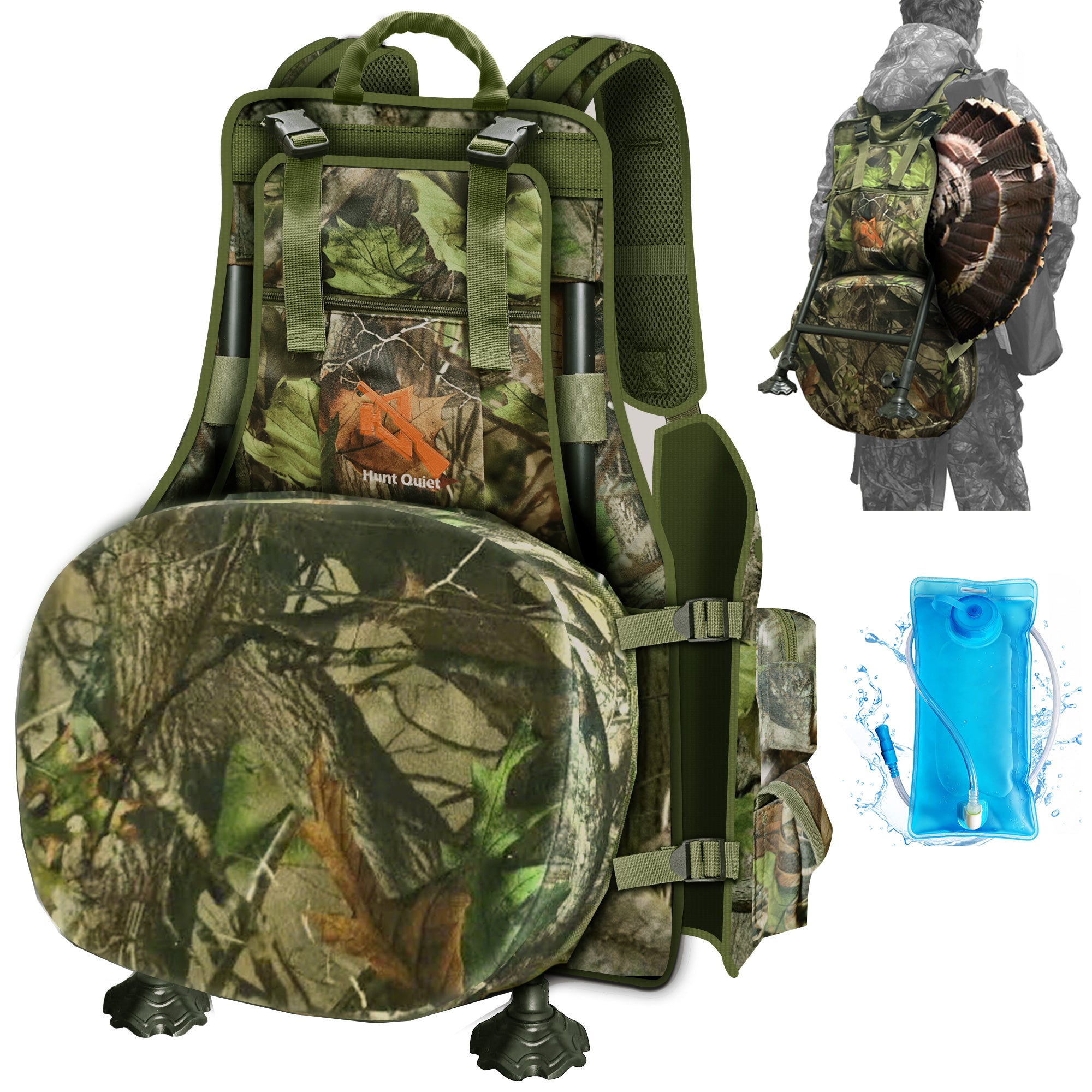 Hunting Turkey Vest with Seat, Kickstand Turkey Vest with Game Pouch for Turkey Hunting,Turkey Clothes for Men