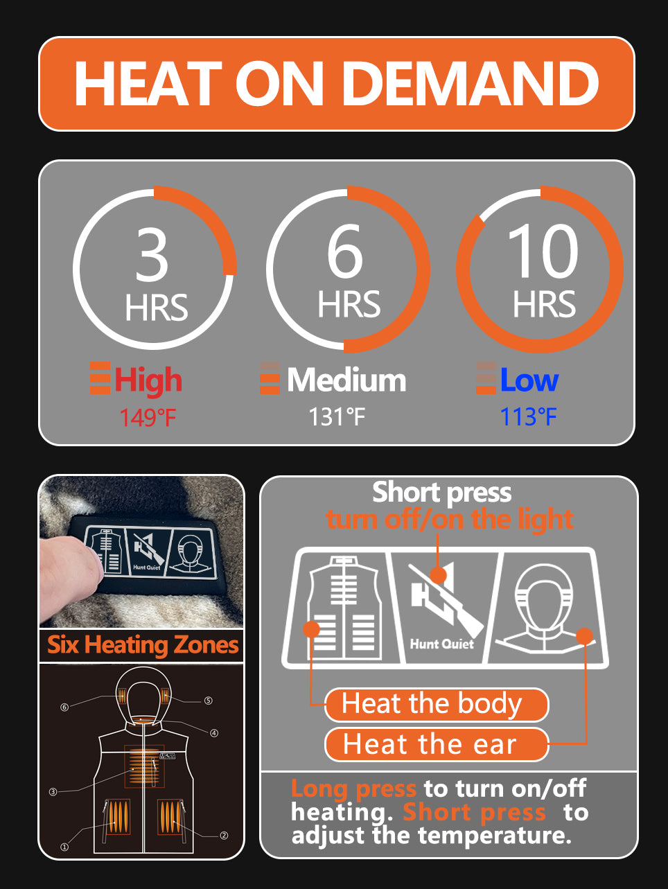 Hunt Quiet Men’s Heated Vest with Power Bank, Rechargeable Vest for Hunting (Next Camo G2, Size M-XXL)