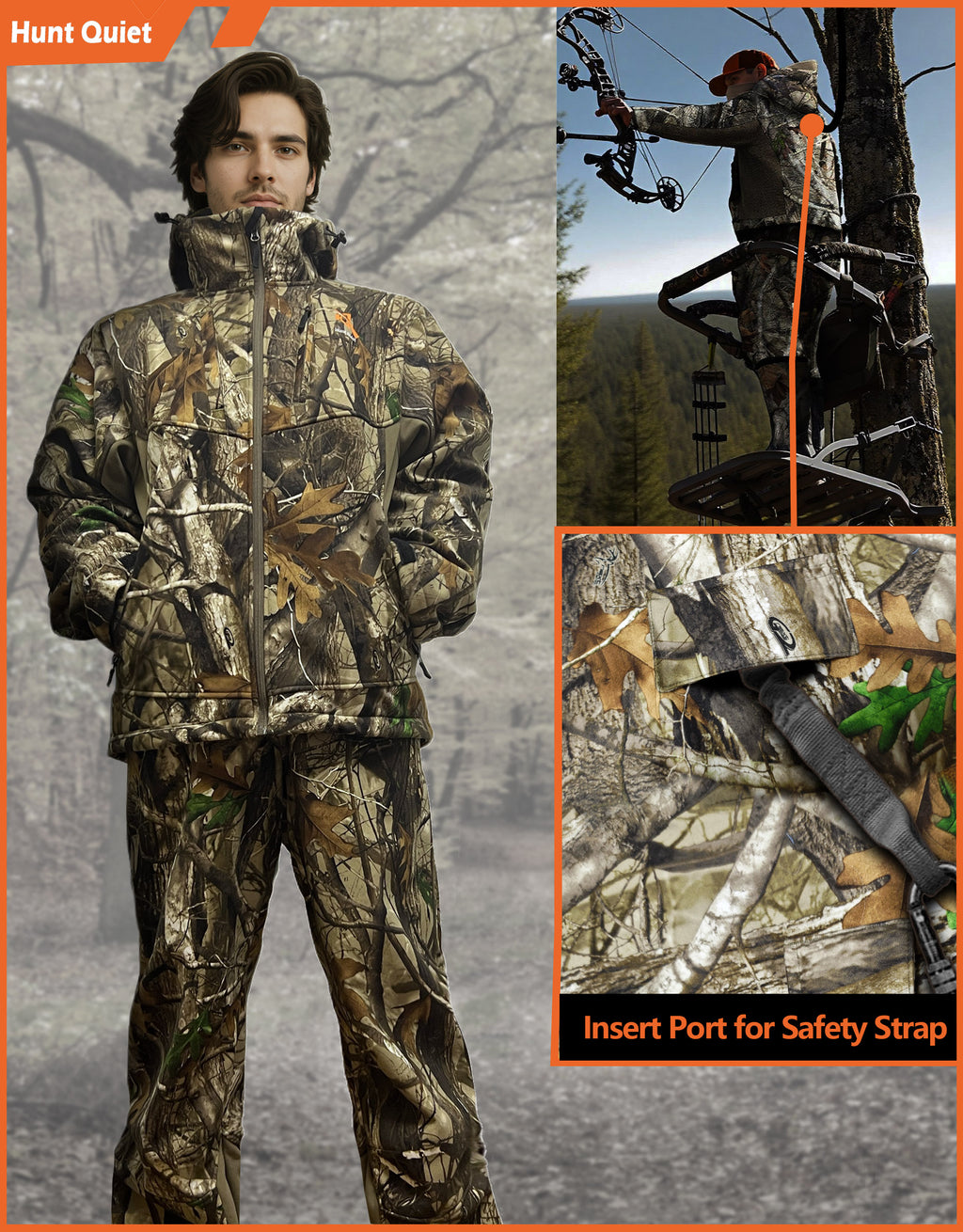 Hunt Quiet Hunting Clothes, Silent Water Resistant Hunting Suit Next Camo G2 (M-XXL)