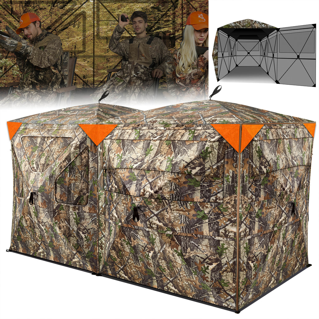 Hunt Quiet Hunting Blind, 360° See Through Ground Blind, 4-6 Person Pop Up for Deer Hunting, Portable with Carrying Bag