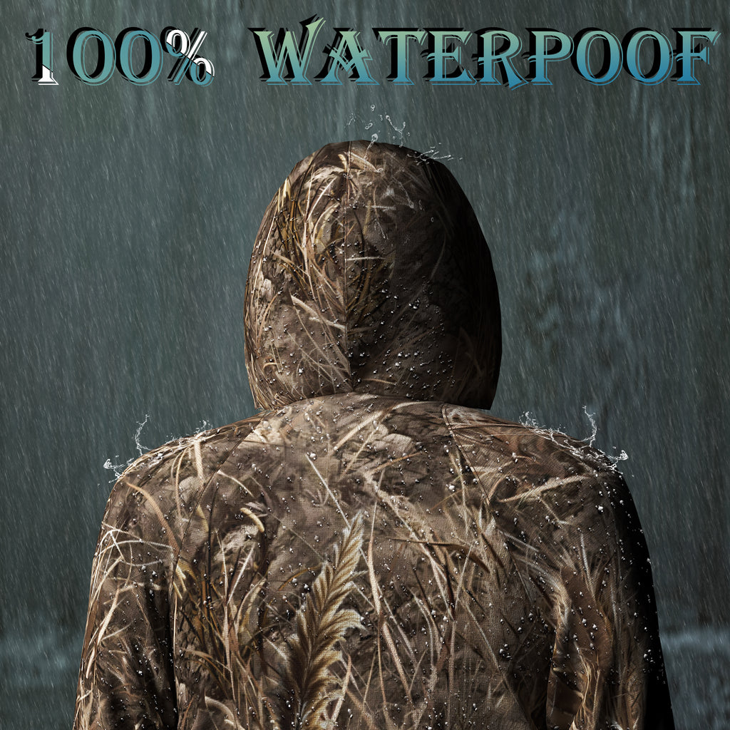 Hunt Quiet Rain Suit, Waterproof, 3000g/(㎡・24h) Breathability, Lightweight 2-Piece Hunting Rainwear for Men and Women M-XXL