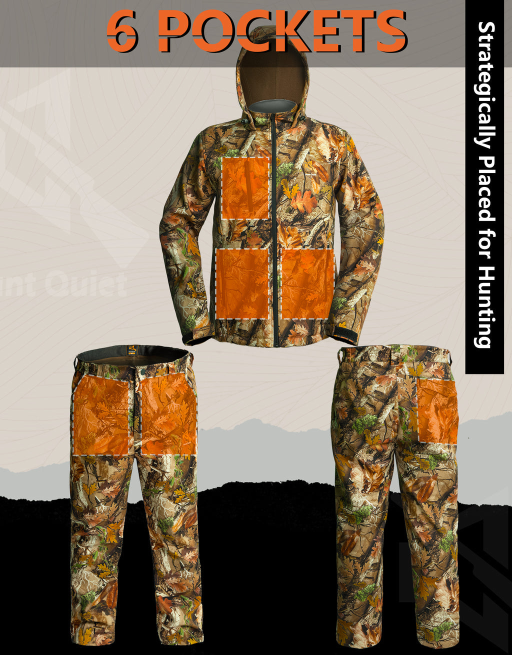 Hunt Quiet Hunting Clothes For Men, Silent Water-Resistant Hunting Jacket & Pants Set with Fleece Lining for Warmth M-XXL