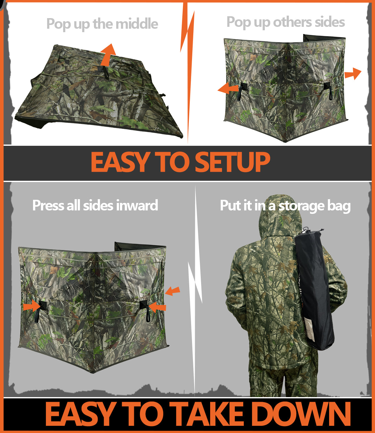 Hunting Blind for Turkey, 3-Panel See-Through Turkey Blind, Full 360° Visibility Pop Up Ground Blind